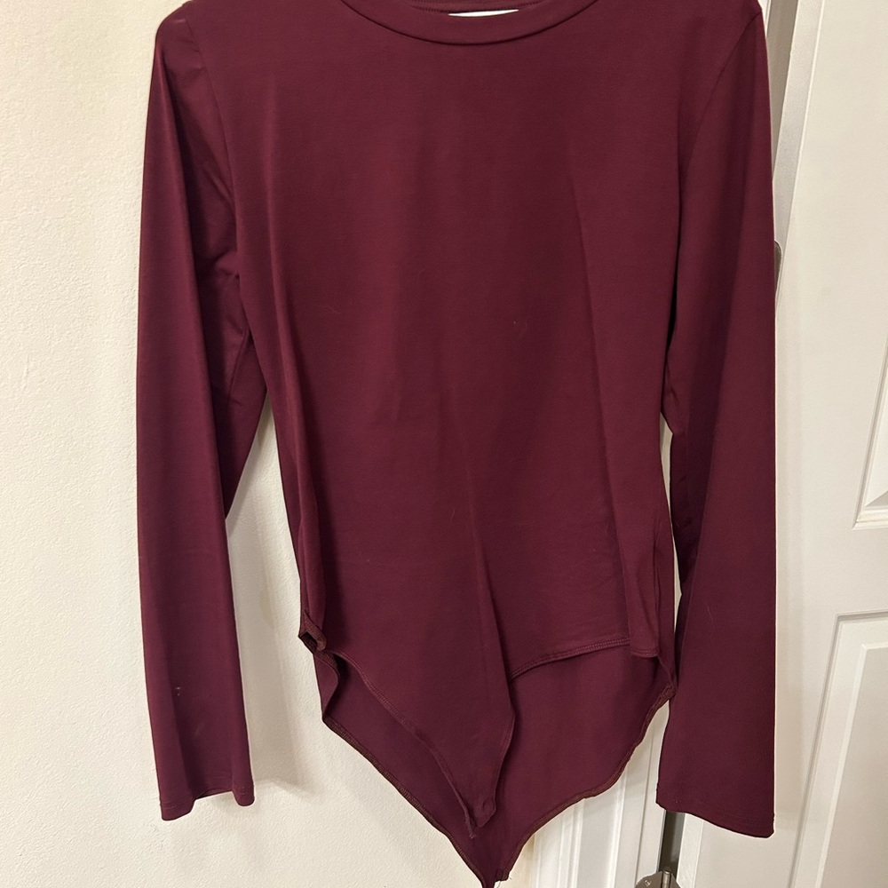 MangoPop Burgundy Long Sleeve Bodysuit Size XL